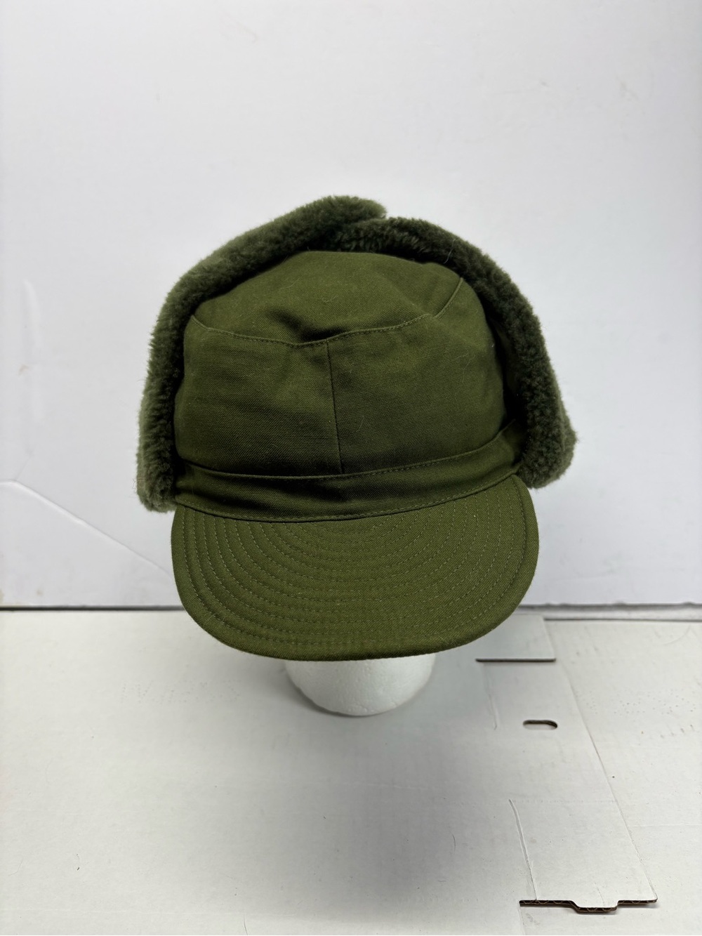 Vintage 80’s Wigens 60 Sz 8 Olive Green Military Style Hat Cap with Ear Flaps